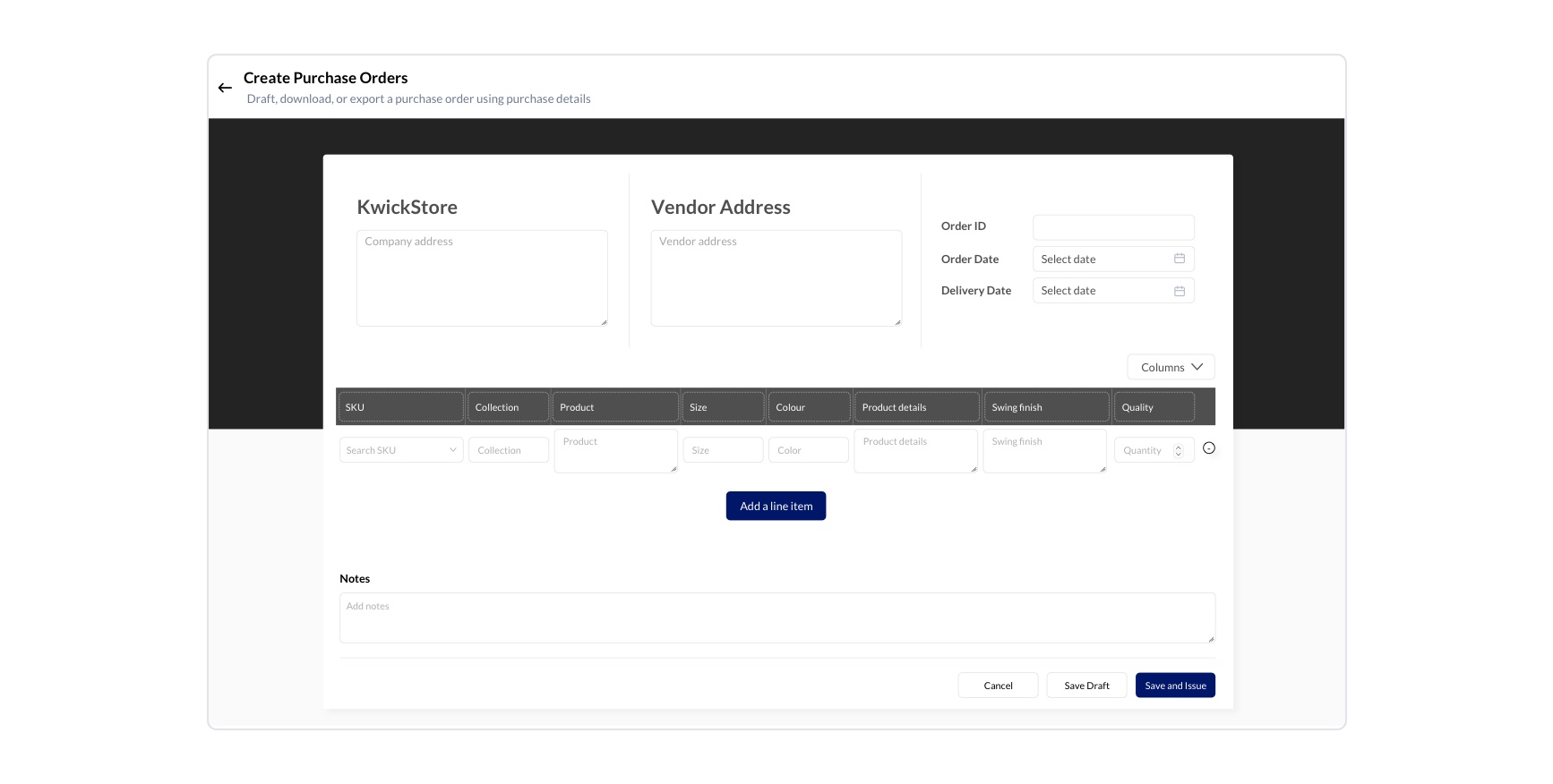 Create a Purchase Order