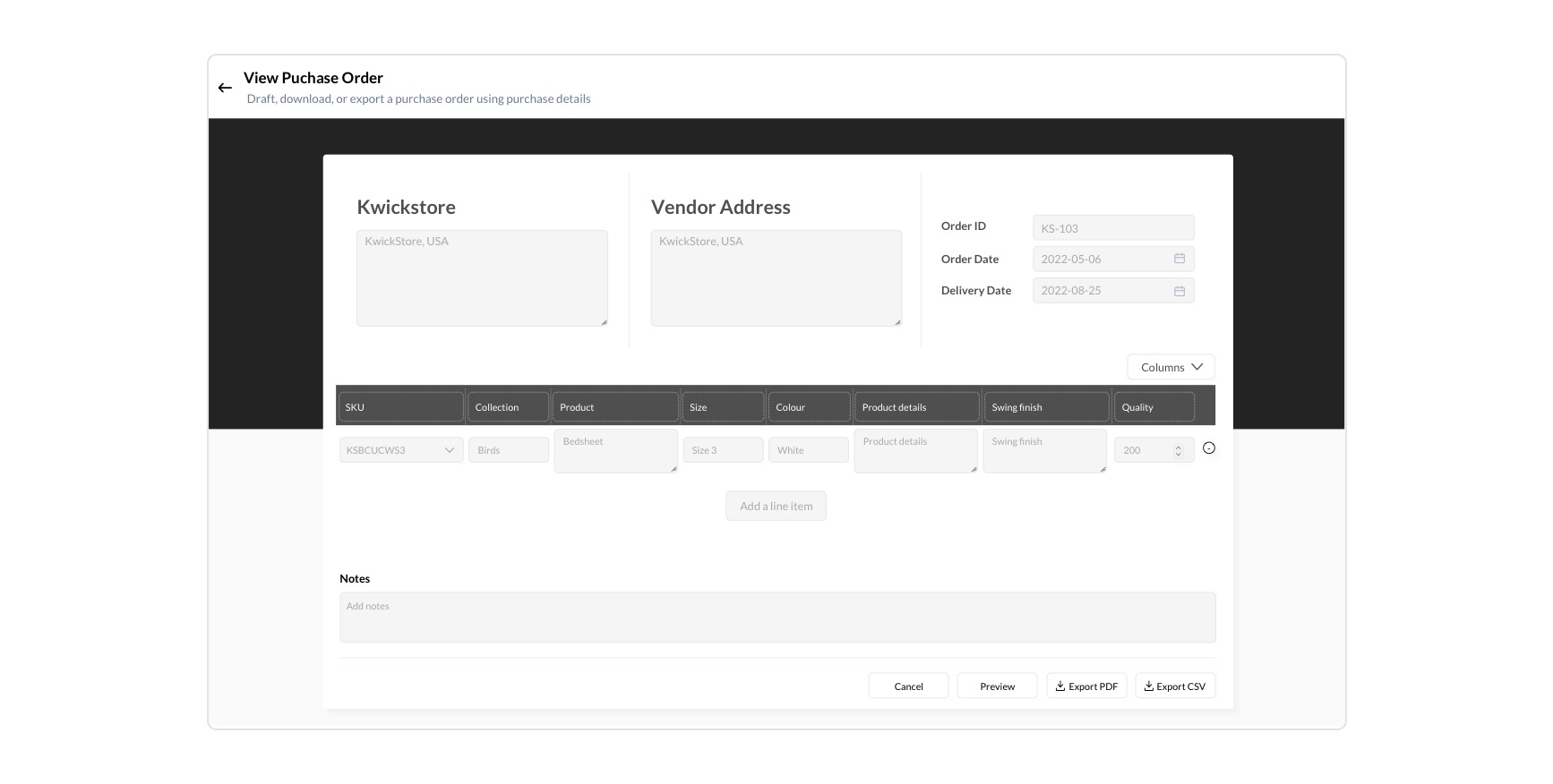 View Purchase Order